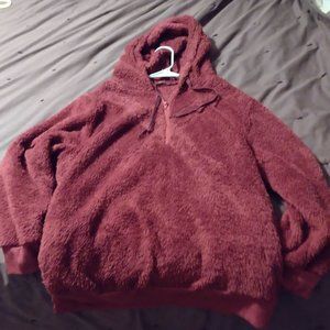 Womens hooded long sleeved sweater XL Red Full Zip